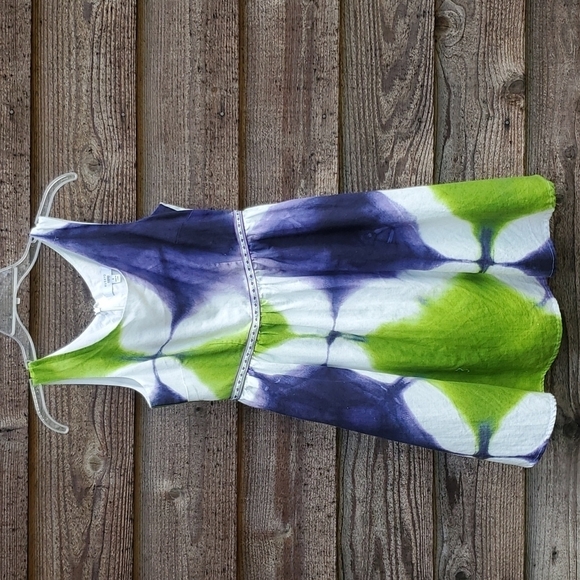 Busayo Tie Dye Dress 4 cotton and Linen - Picture 1 of 7